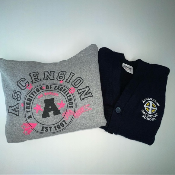 Sweatshirt Sweater Button Down Bundle Ascension Catholic School Spirit - Picture 3 of 16